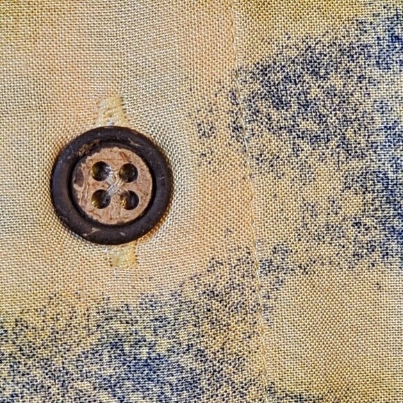 90s Ron Chereskin Hawaiian Shirt Beach Woody Surfer Pattern Rayon Mens M Yellow - Picture 6 of 10